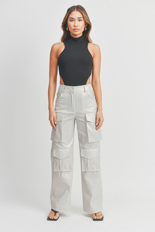 Shine Fabric Cargo Pants