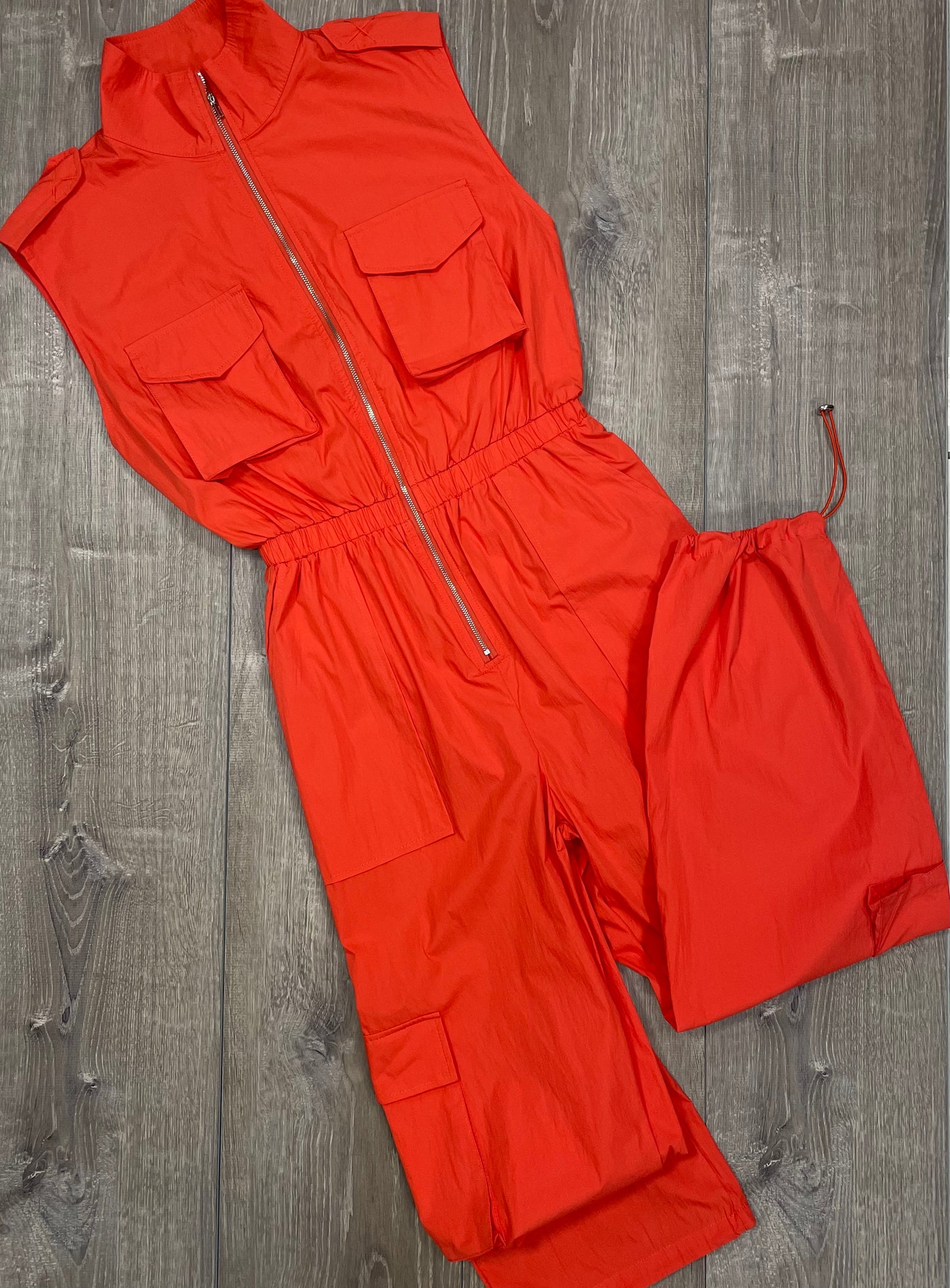 High Neck Cargo Jumpsuit