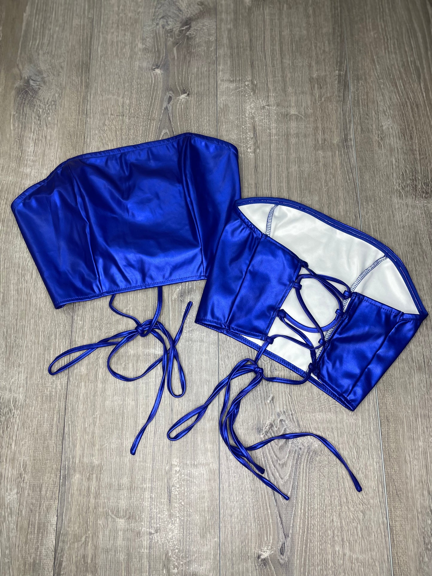 Metallic PU Tie Back Tube Top