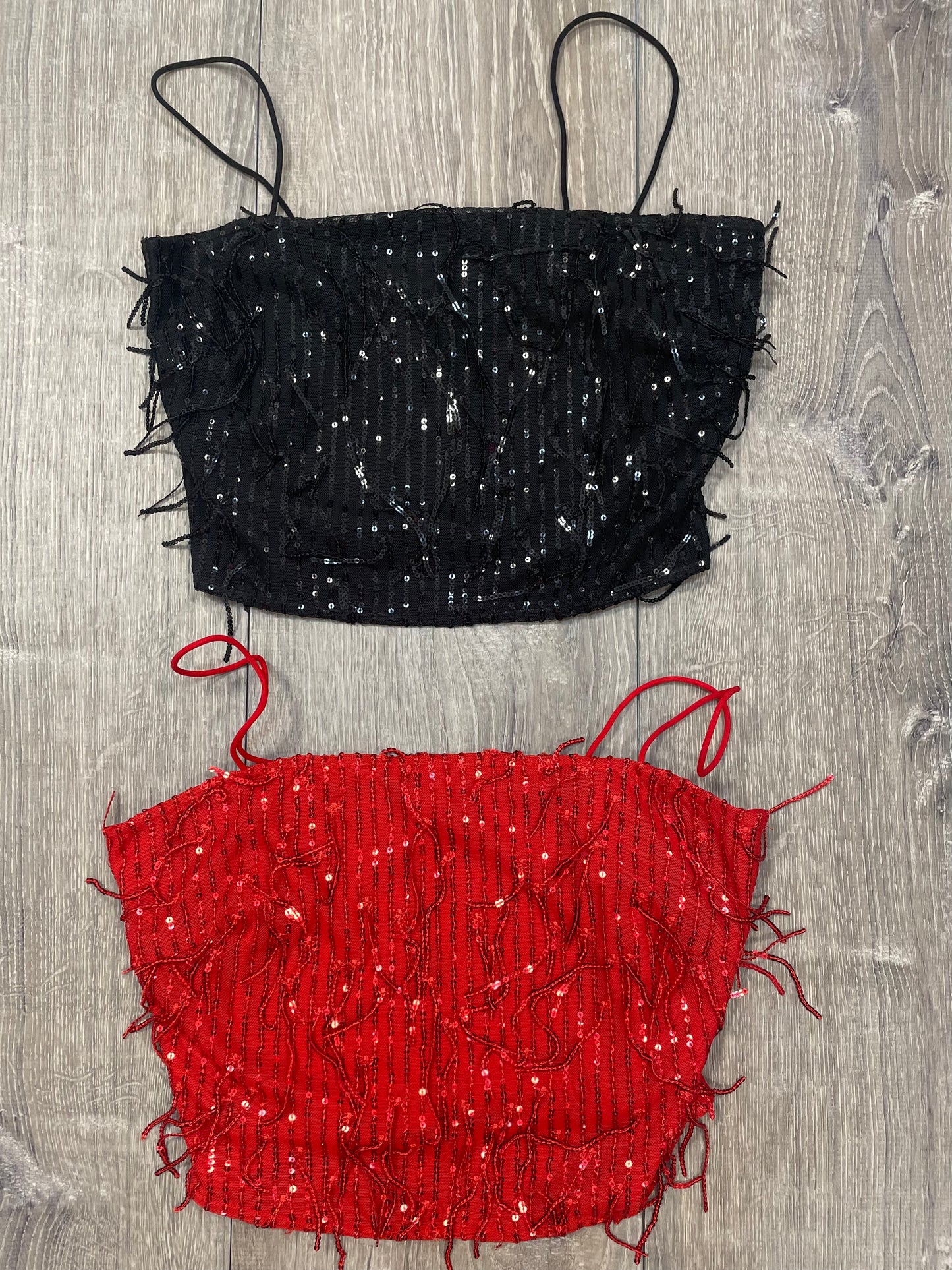 Fringe Detail Sequins Top