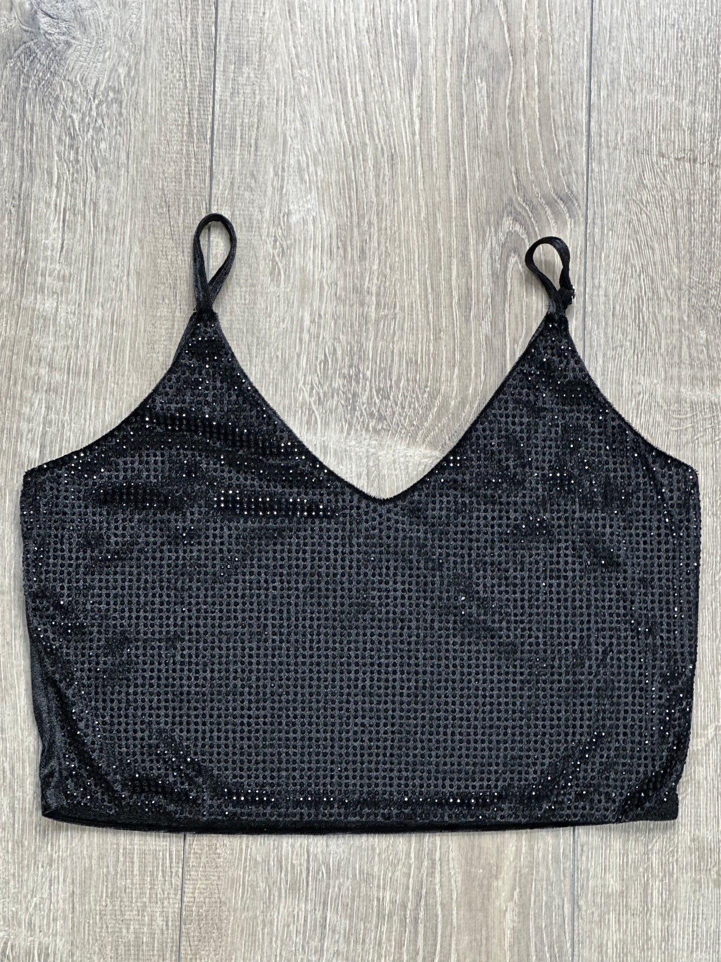 Rhinestone Details V-Neck Crop Top