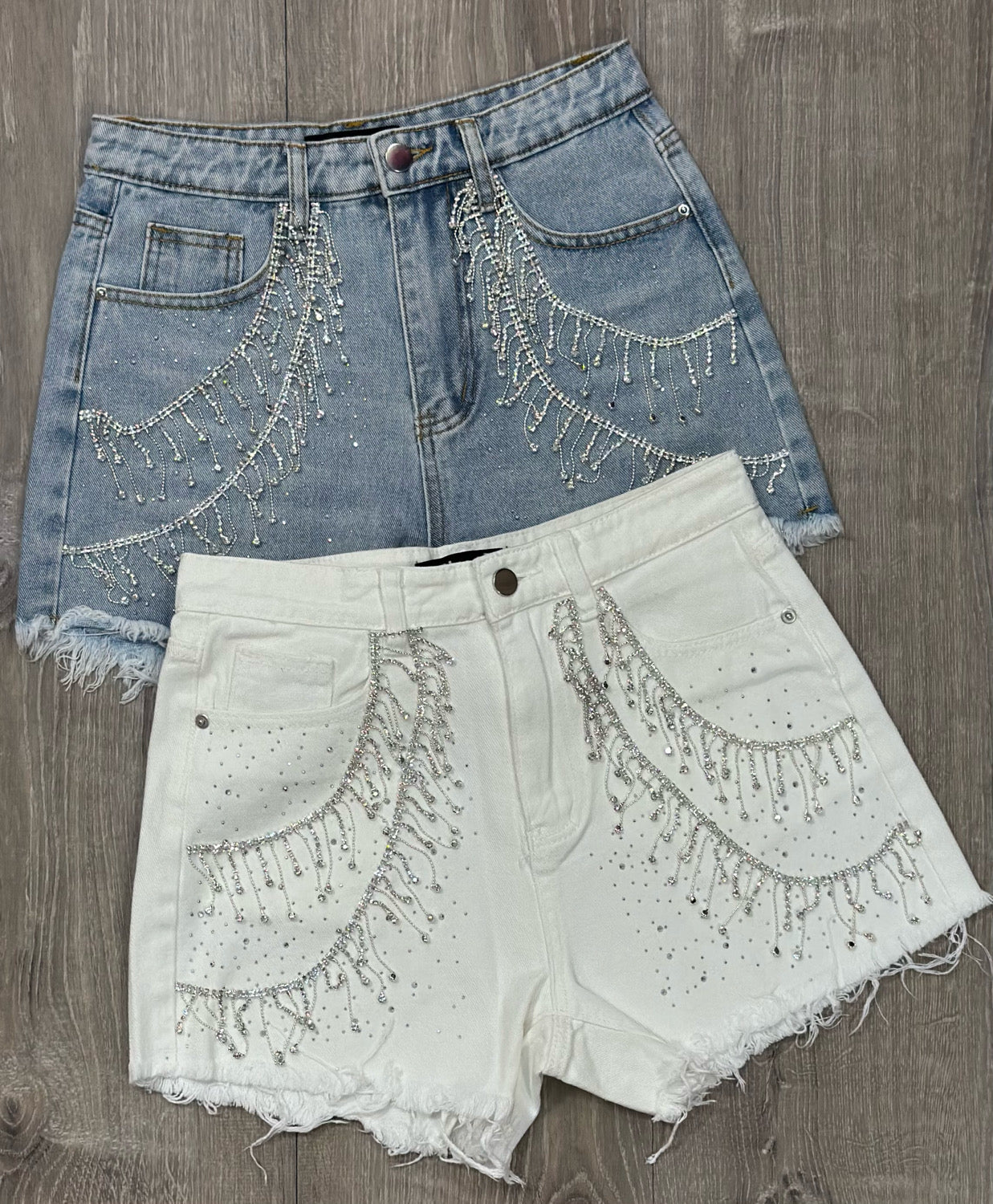 Double Rhinestone Denim Short
