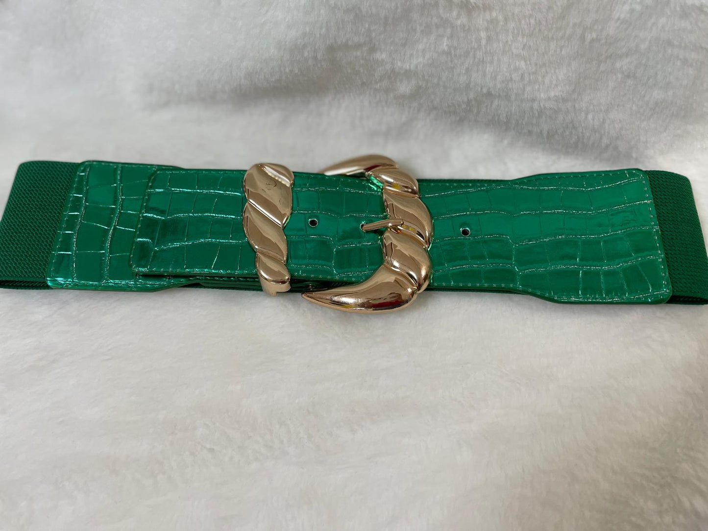 Faux Metallic Stretch Belt