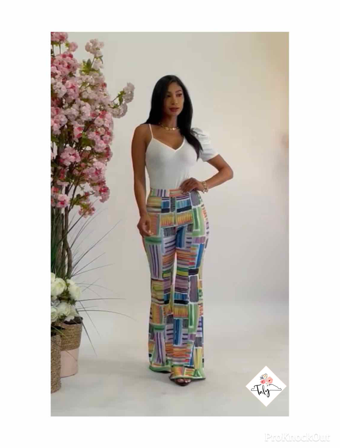 Bell Wide Pants Abstract Print