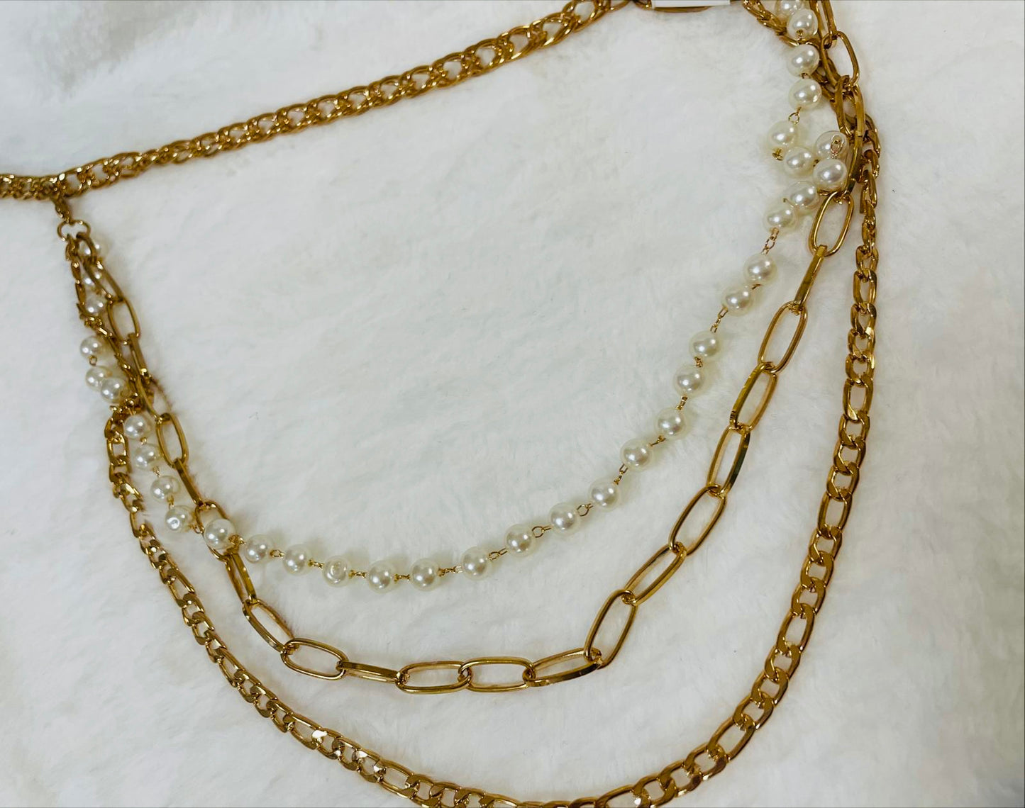 Multi Layered Chain Pearl Belt