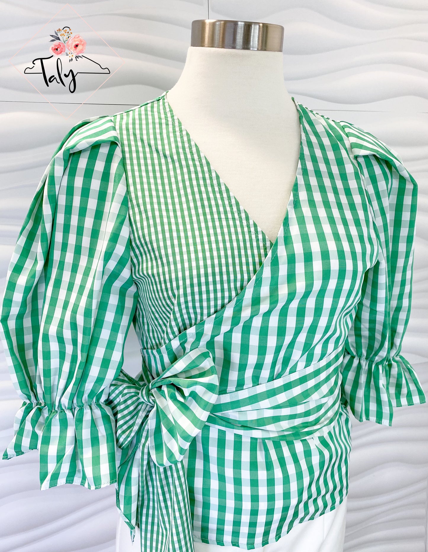 Blouse Wrap Striped Flounce Sleeve