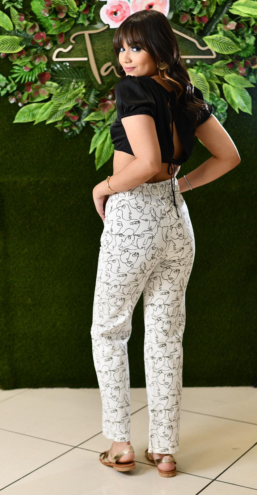 Abstract Design High Waist Pants