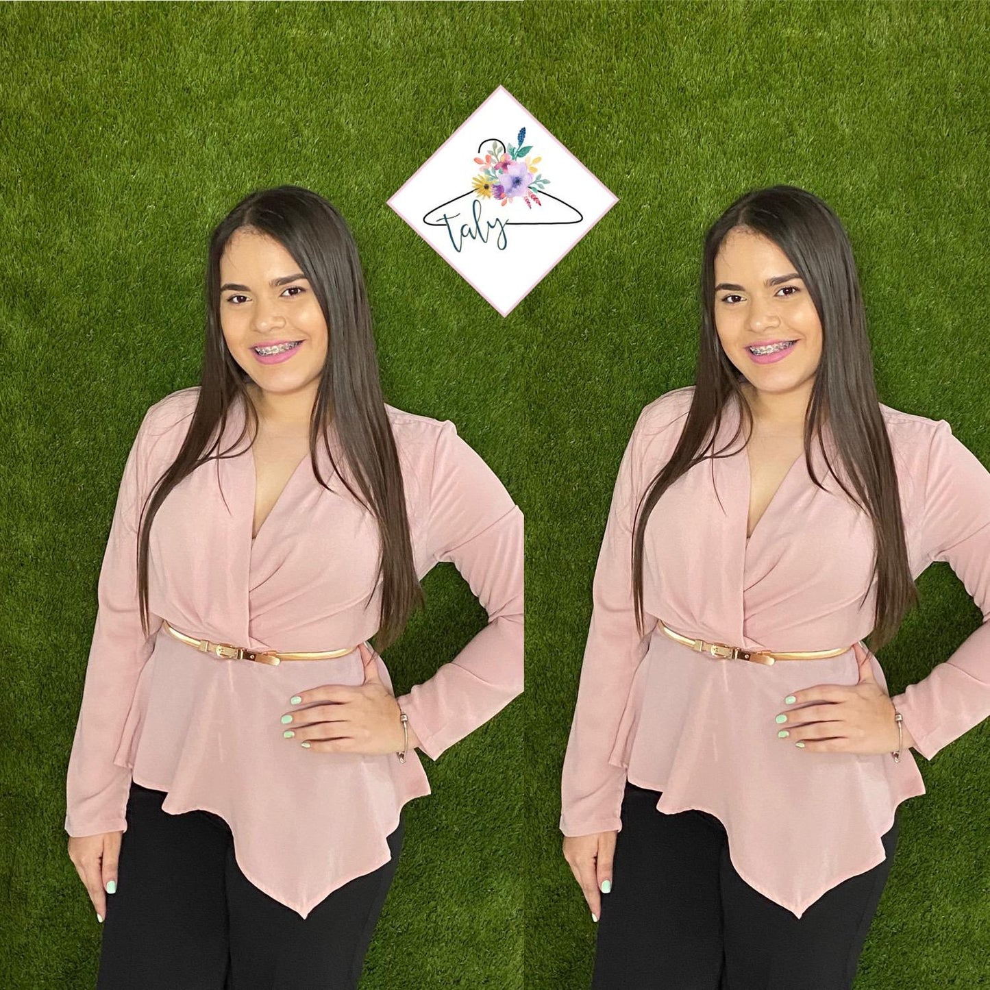 Top color rosa viejo con mangas largas