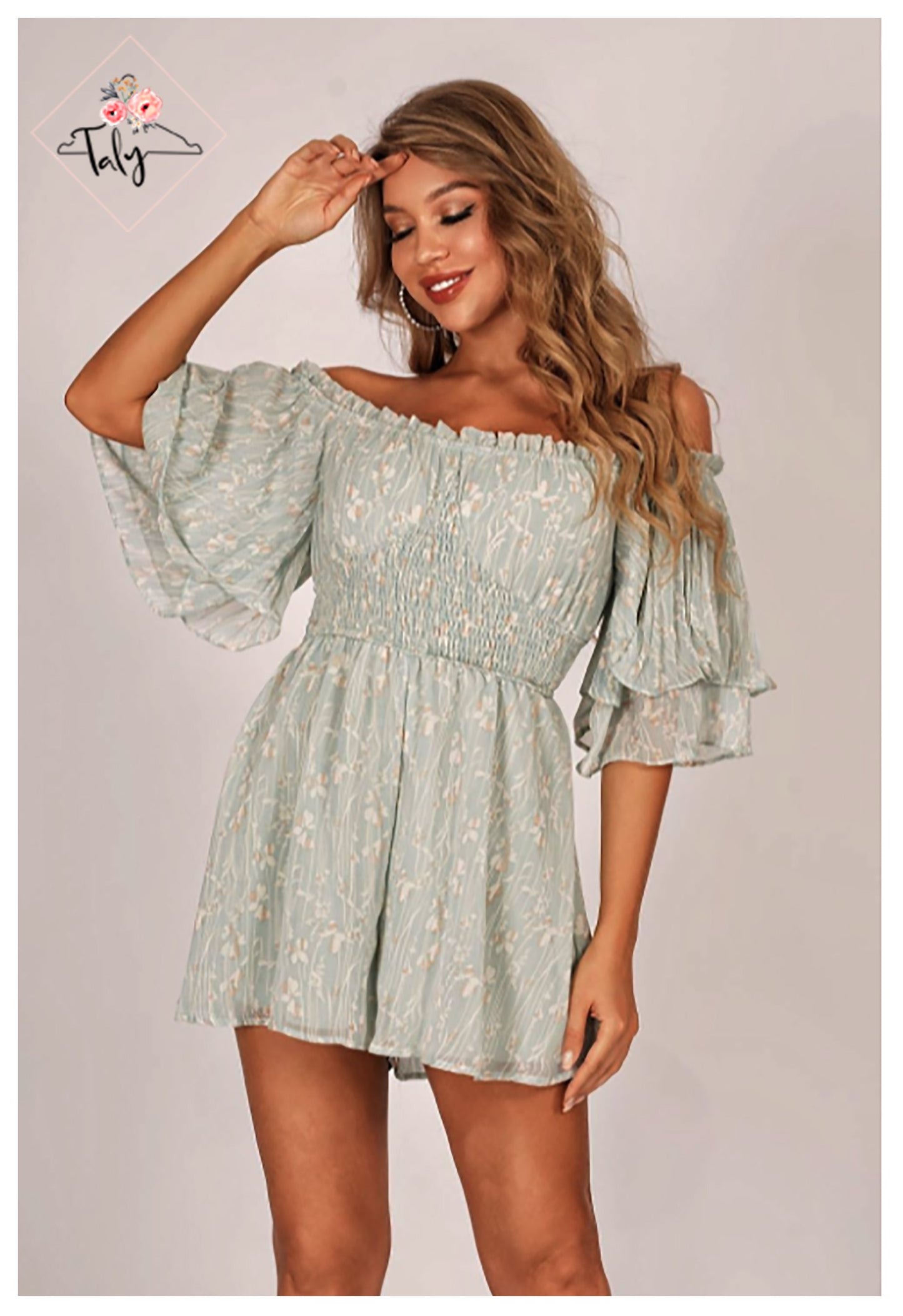 Romper Off Shoulder with Ruffle Finishes