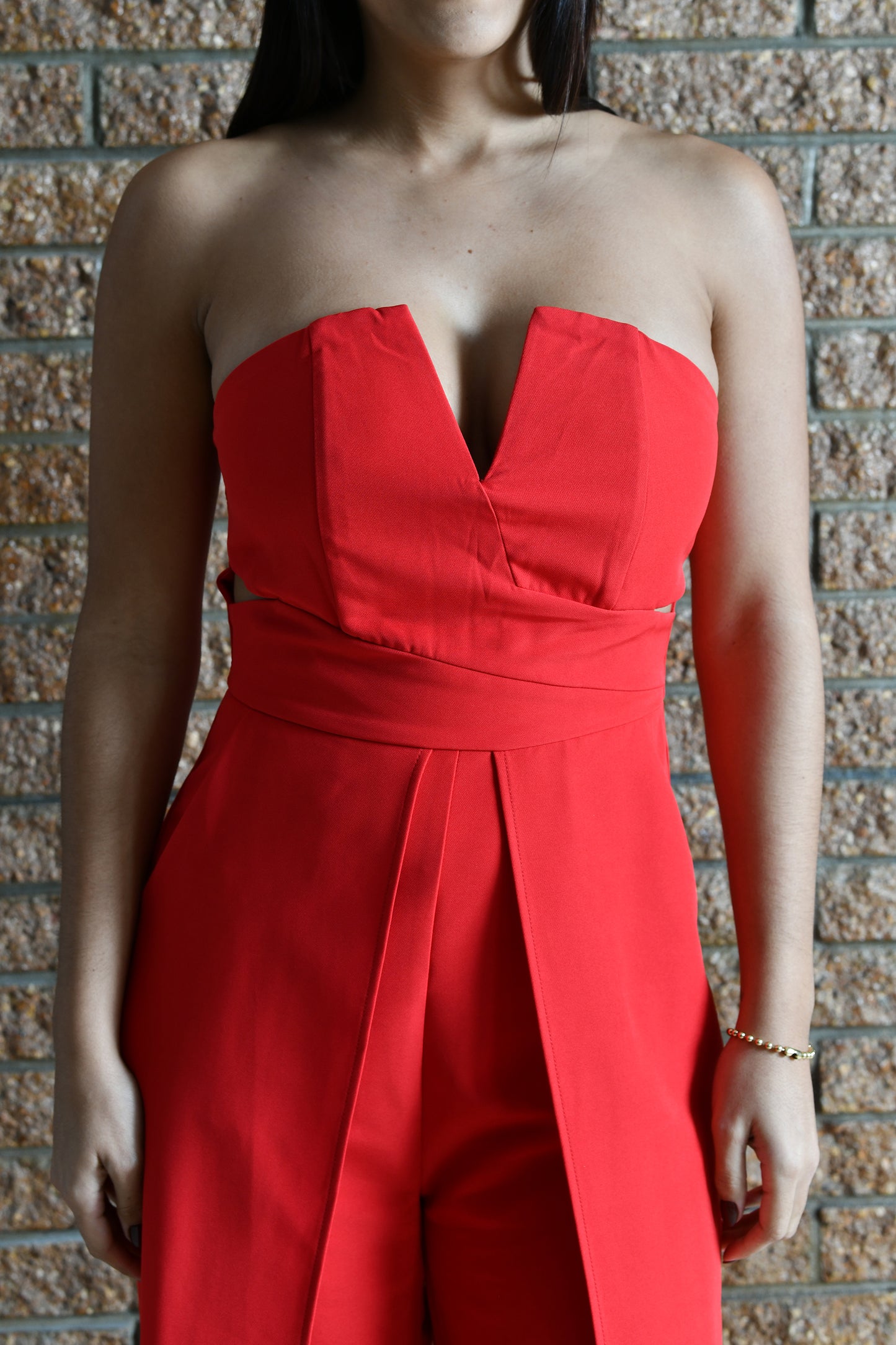 Cut Out Red Jumpsuit