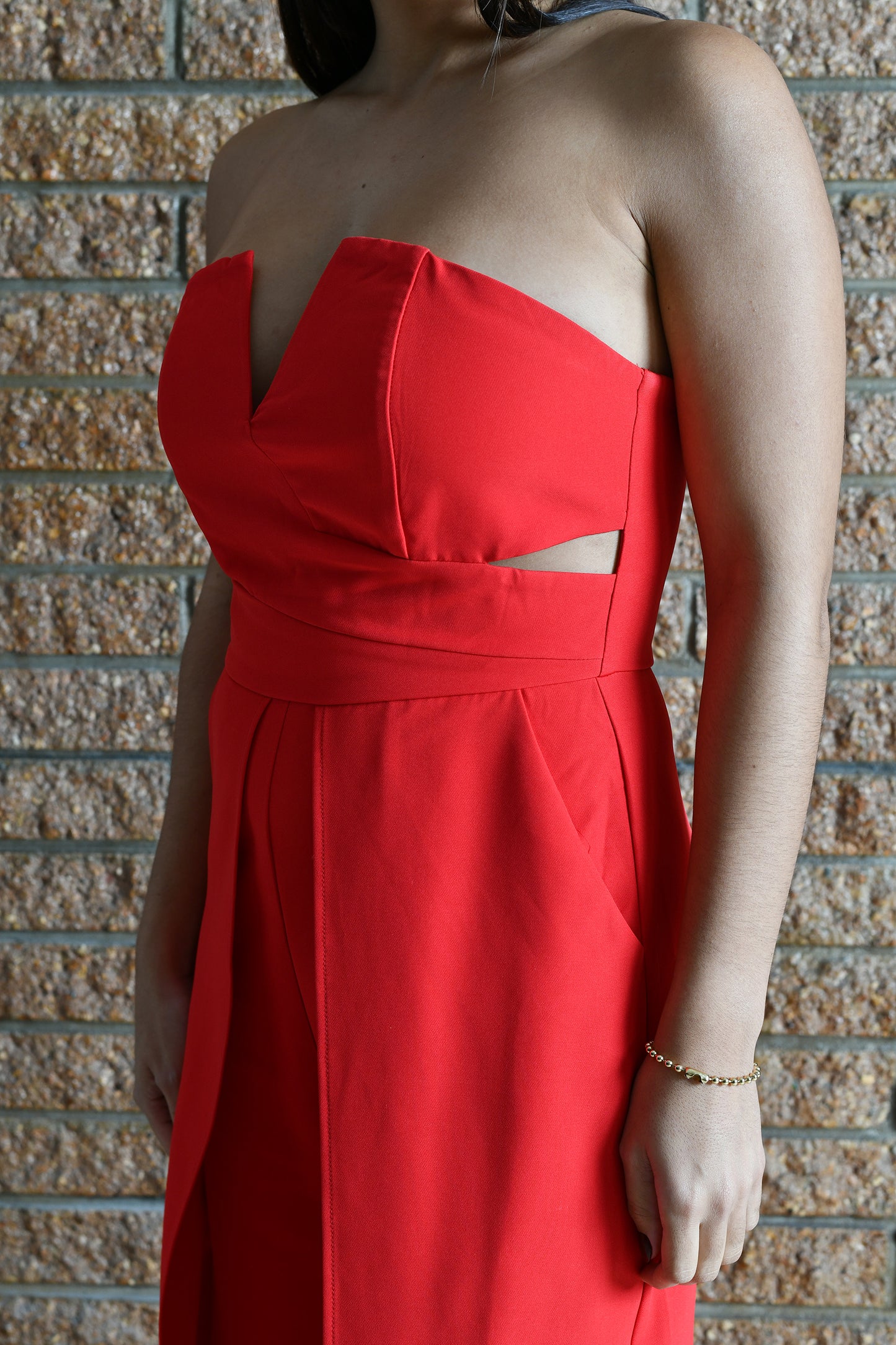 Cut Out Red Jumpsuit
