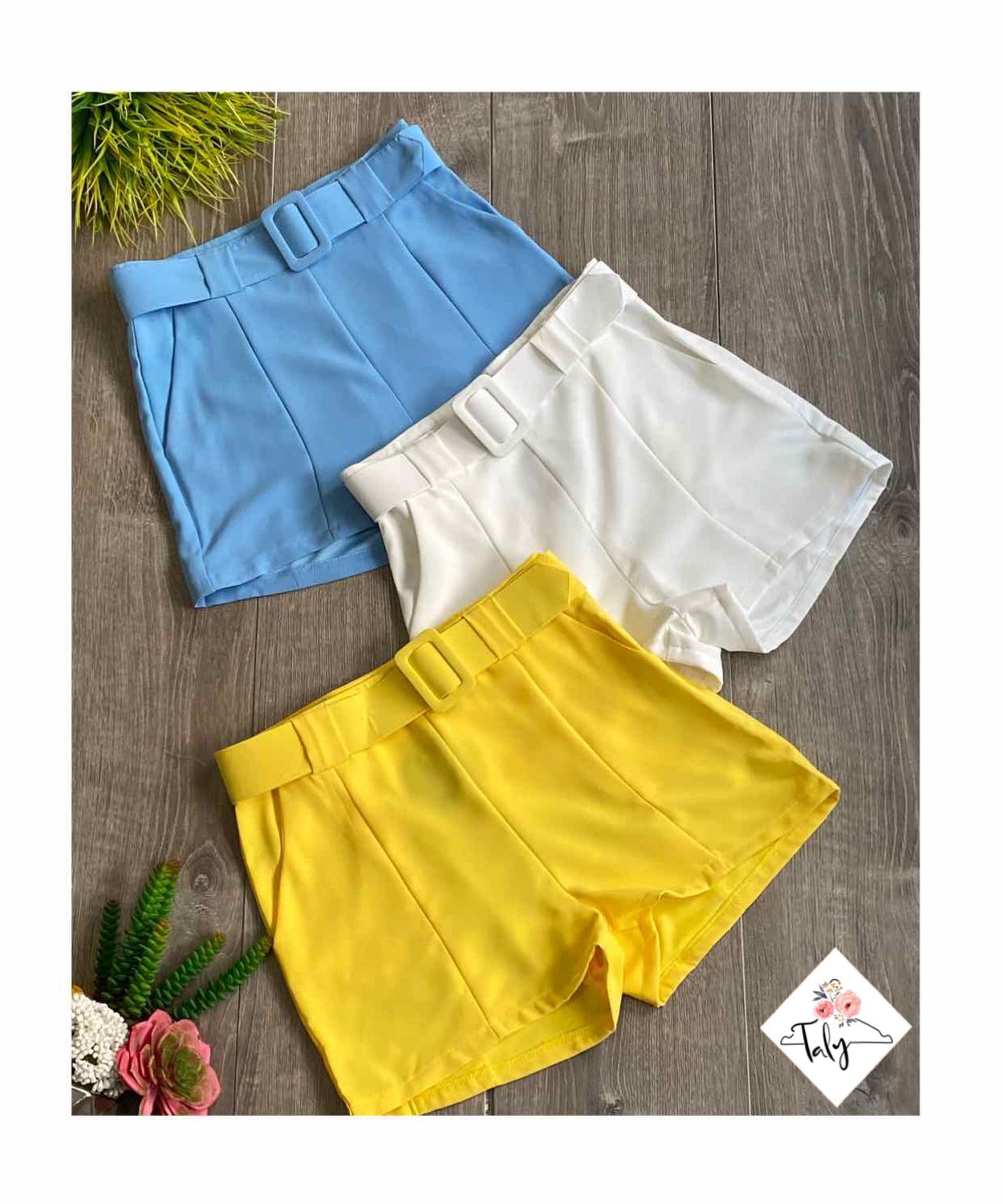 HIGH RISE BELTED SHORTS