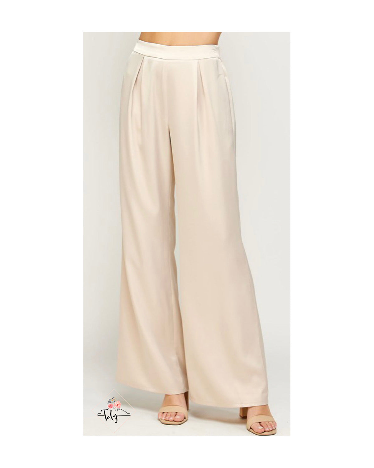 Pleated Wide Satin Pants