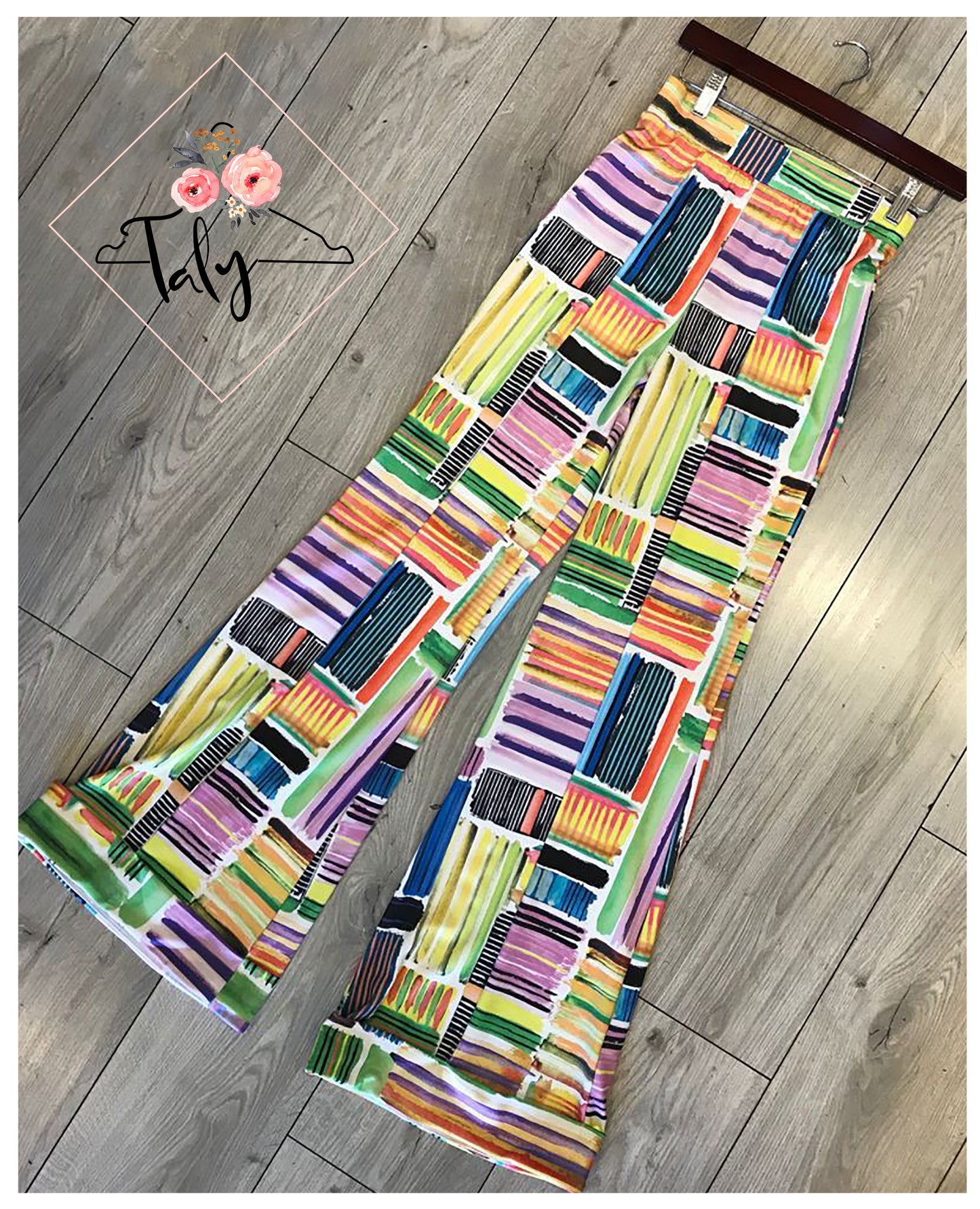 Bell Wide Pants Abstract Print