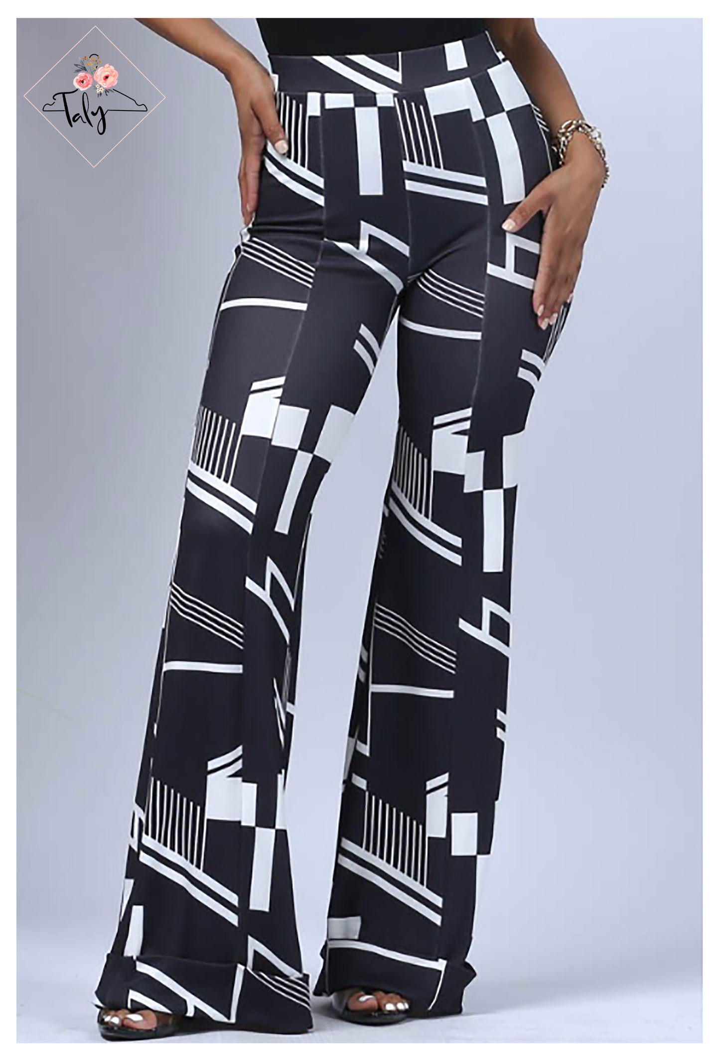 Bell Wide Pants Abstract Print