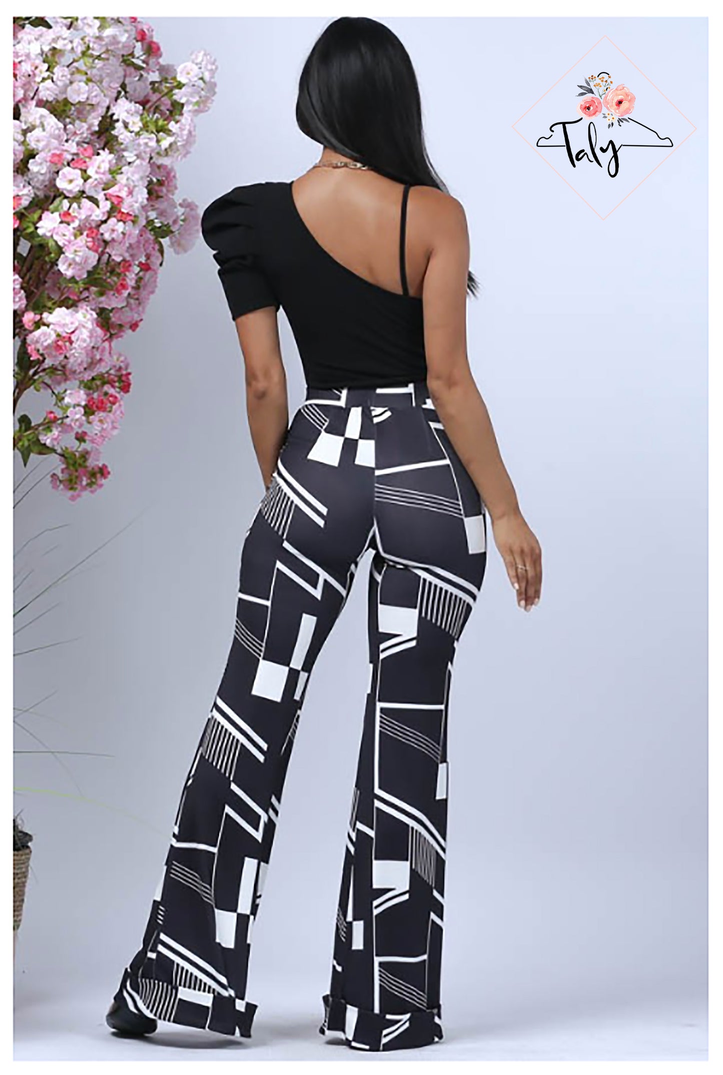 Bell Wide Pants Abstract Print