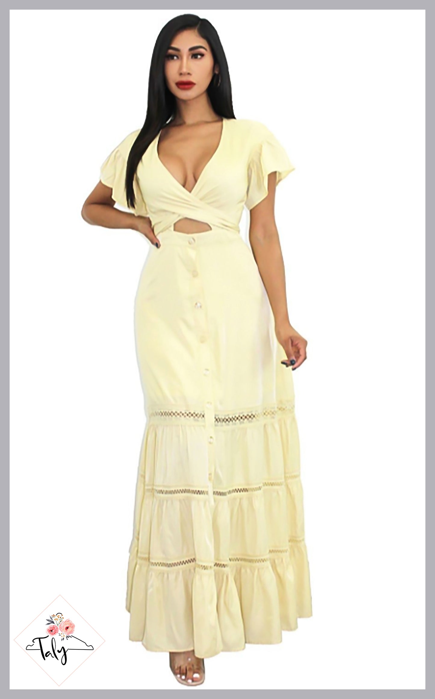 Dress Ruffles Sleeve Button Down