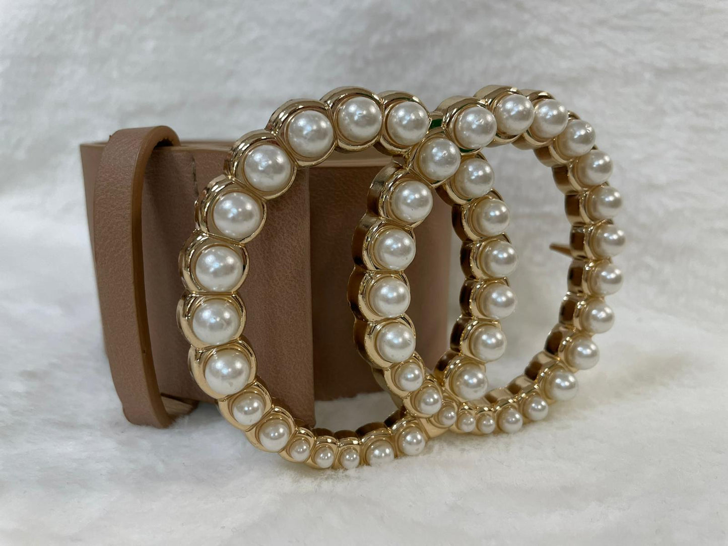 Circle Pearl Buckle Belt