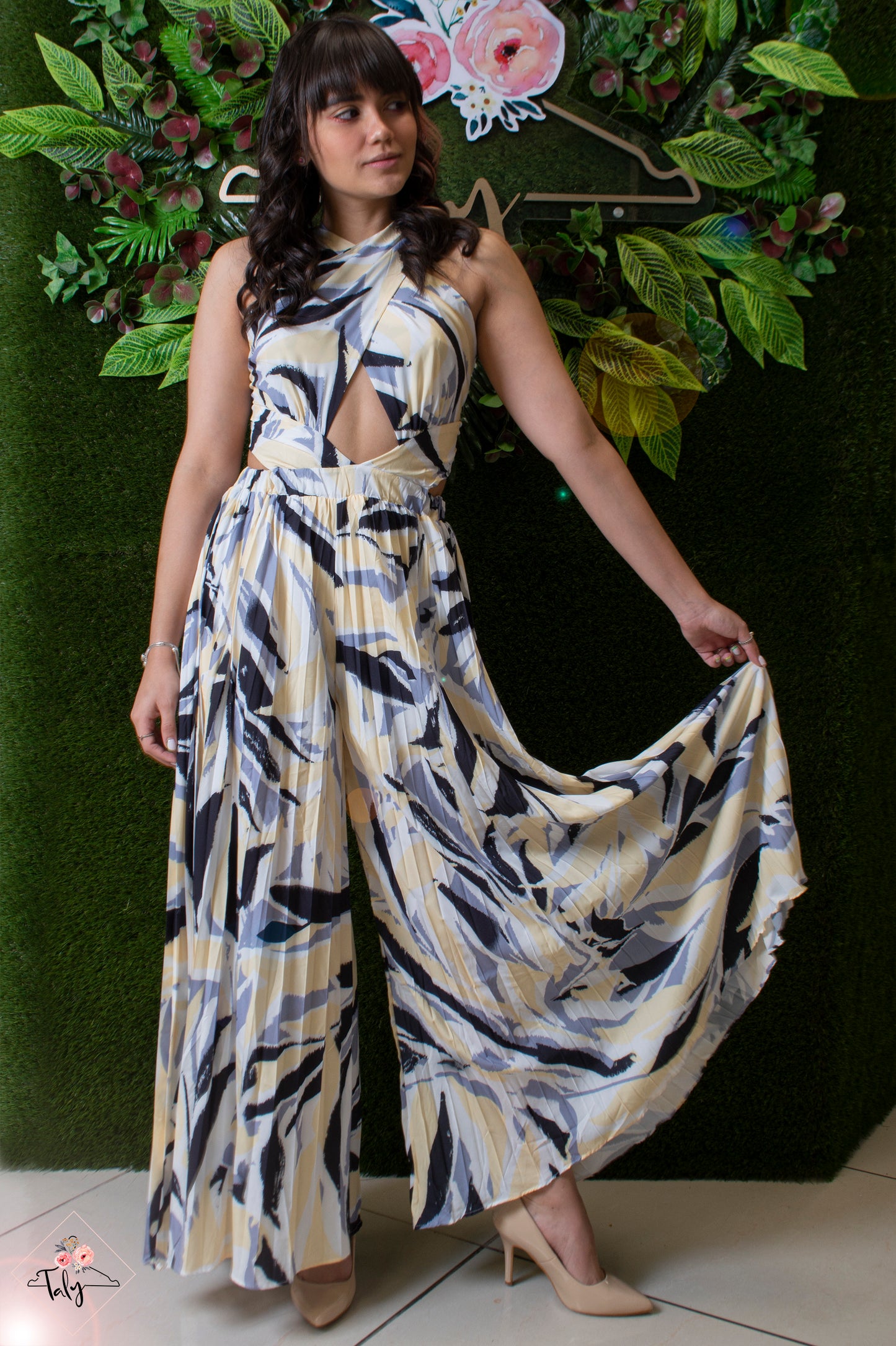 Jumpsuit Floral Printed Open Shoulder