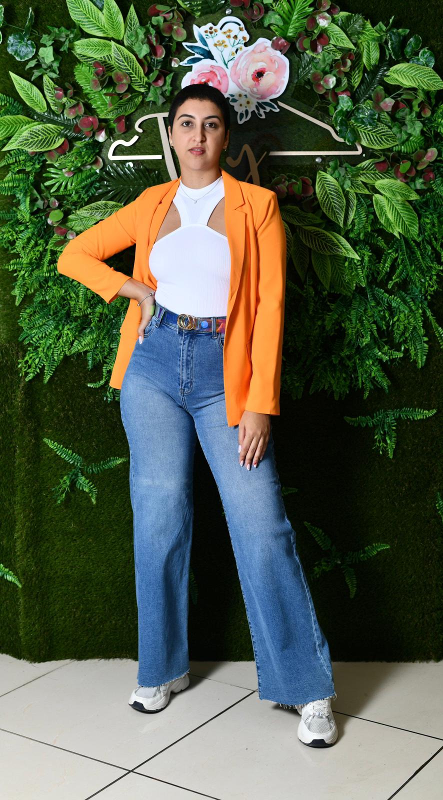 Long Sleeve Blazer With Printed Inside