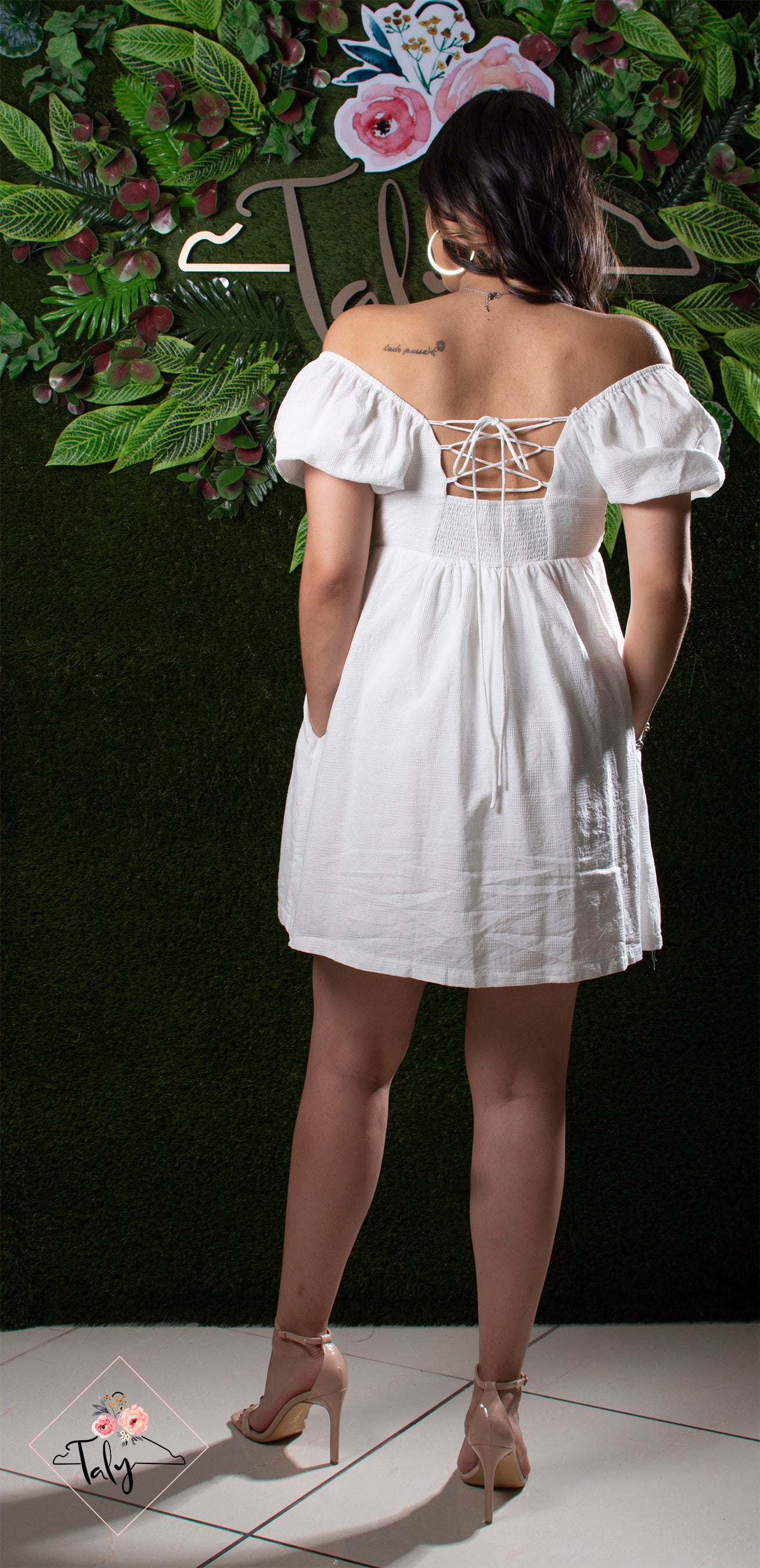 Romper Mini Dress Embroidered