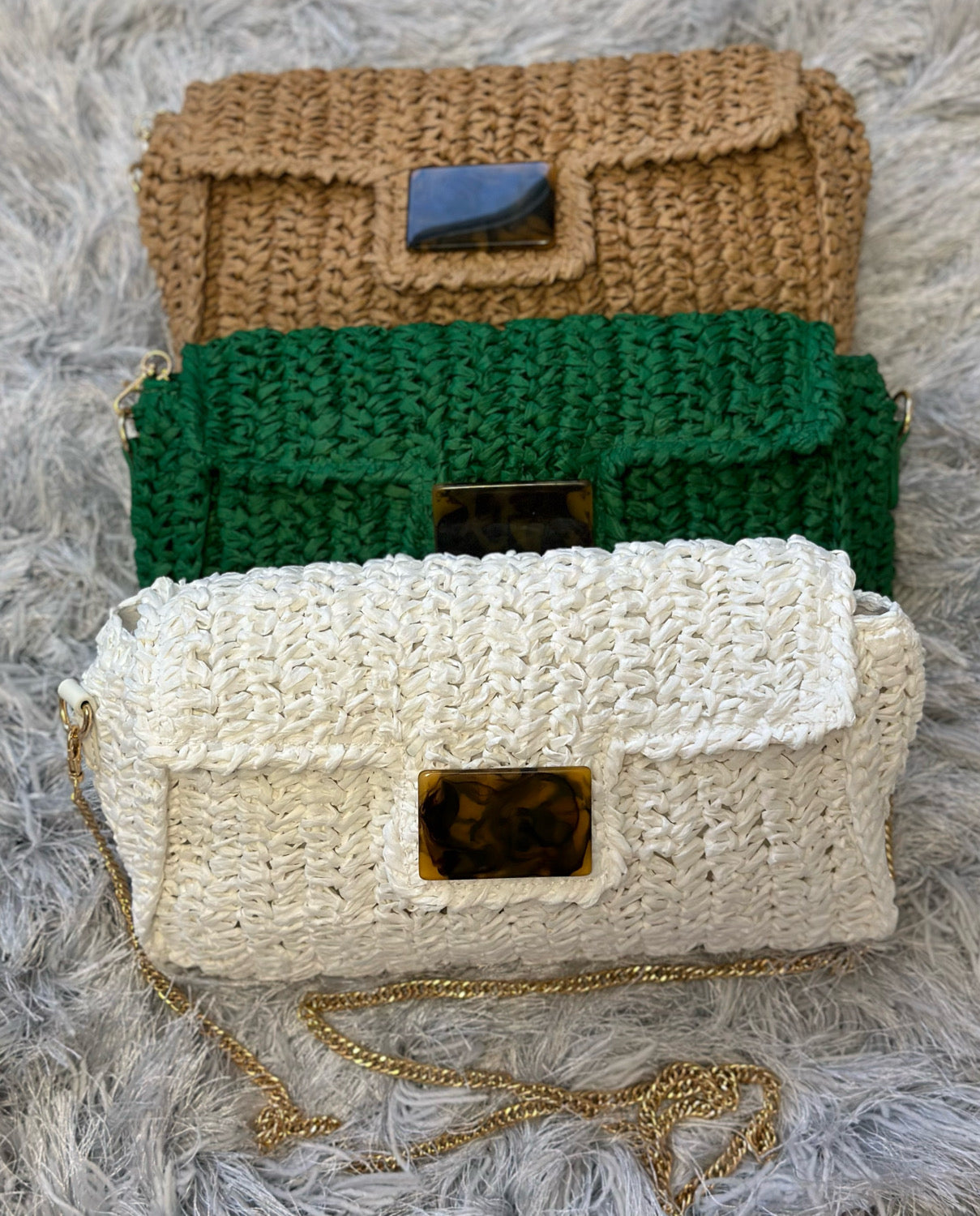 Faux Straw Crossbody Bag