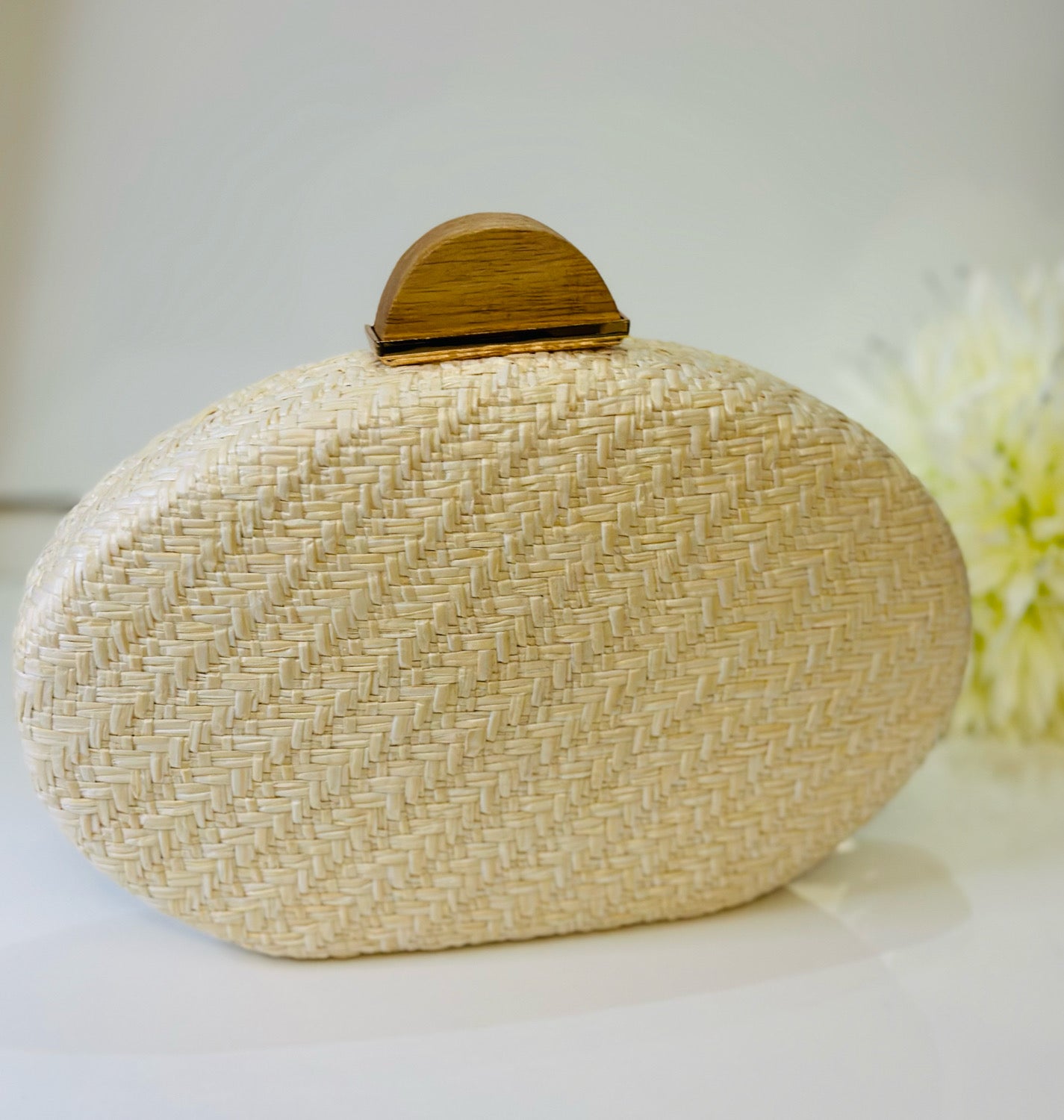 Faux Straw Hardbody Clutch