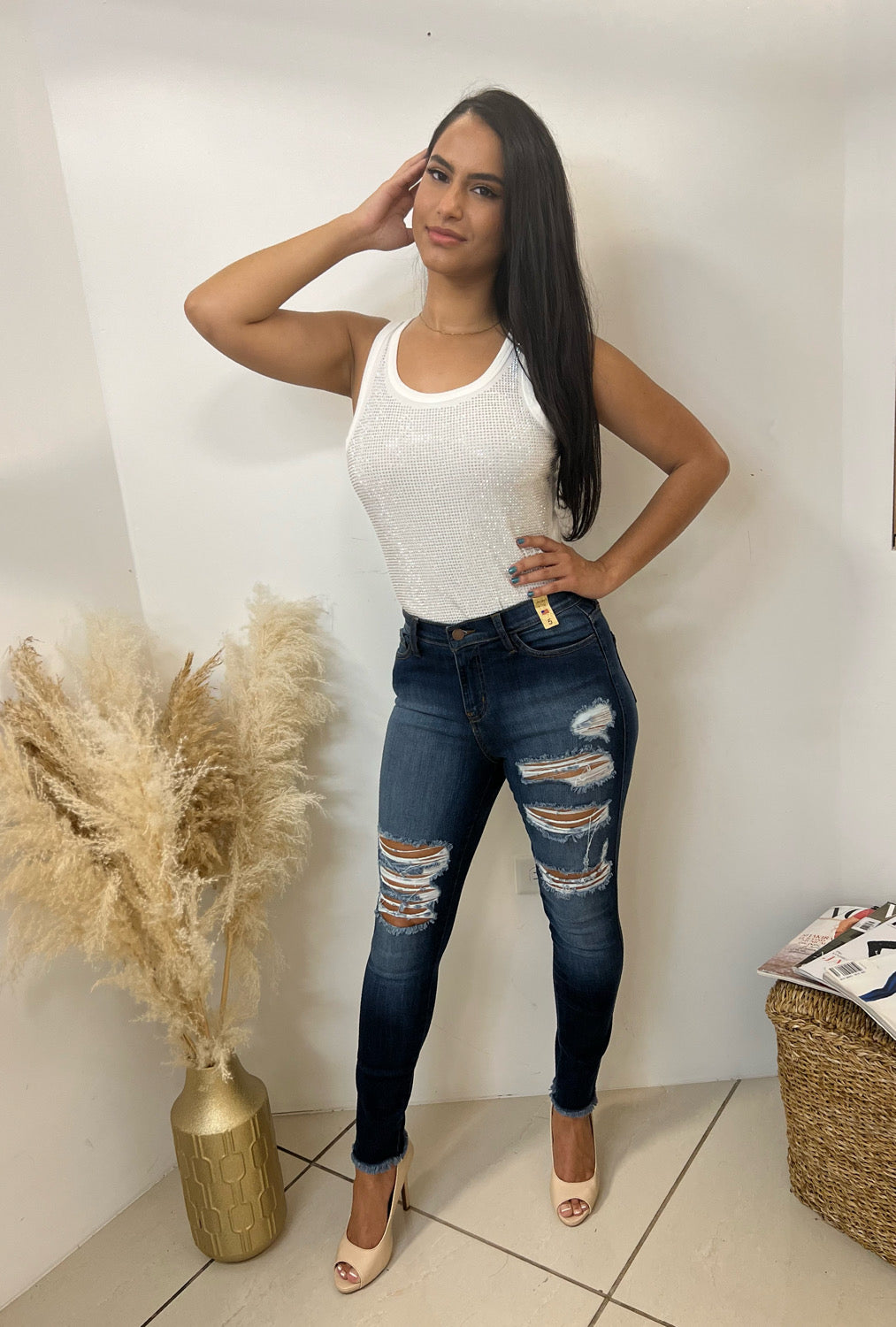 Bodysuit with Rhinestones