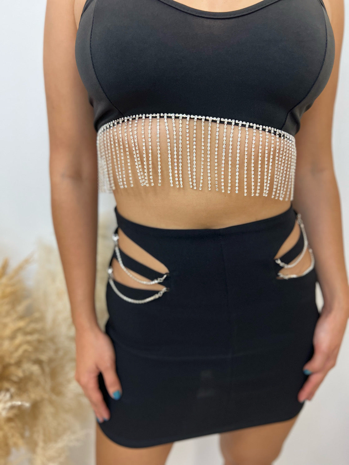 Chain Cut Out Mini Skirt