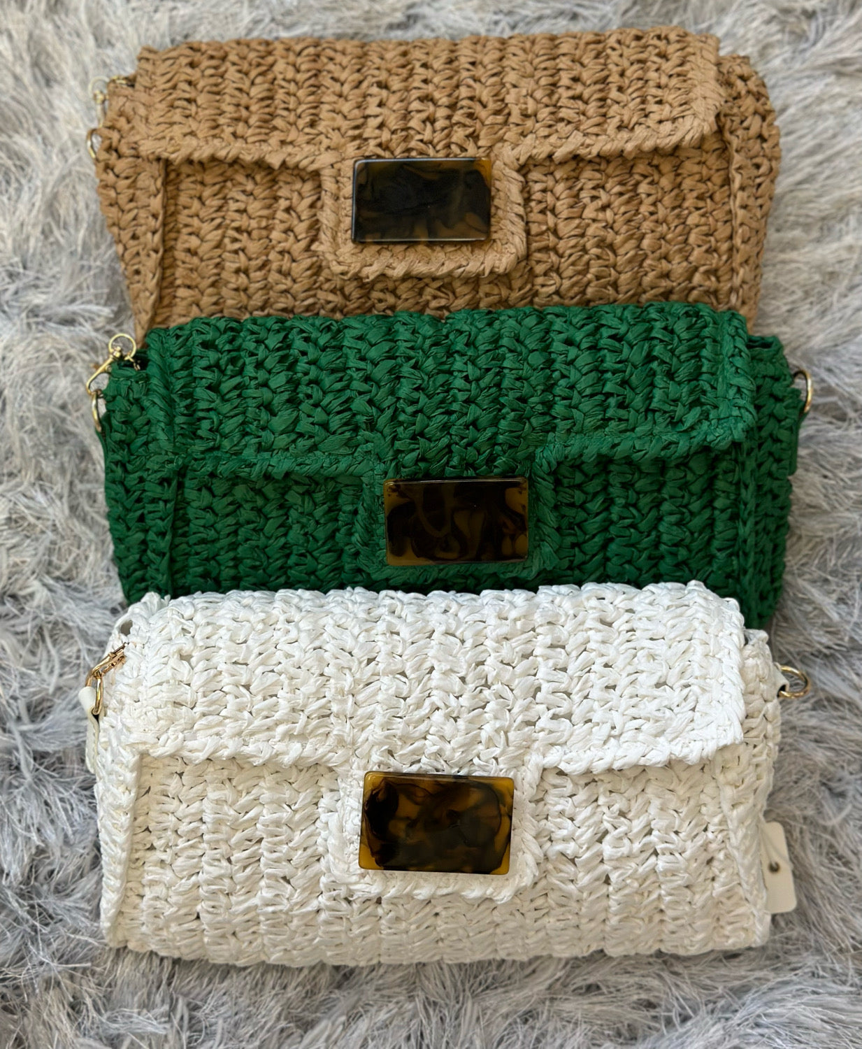 Faux Straw Crossbody Bag