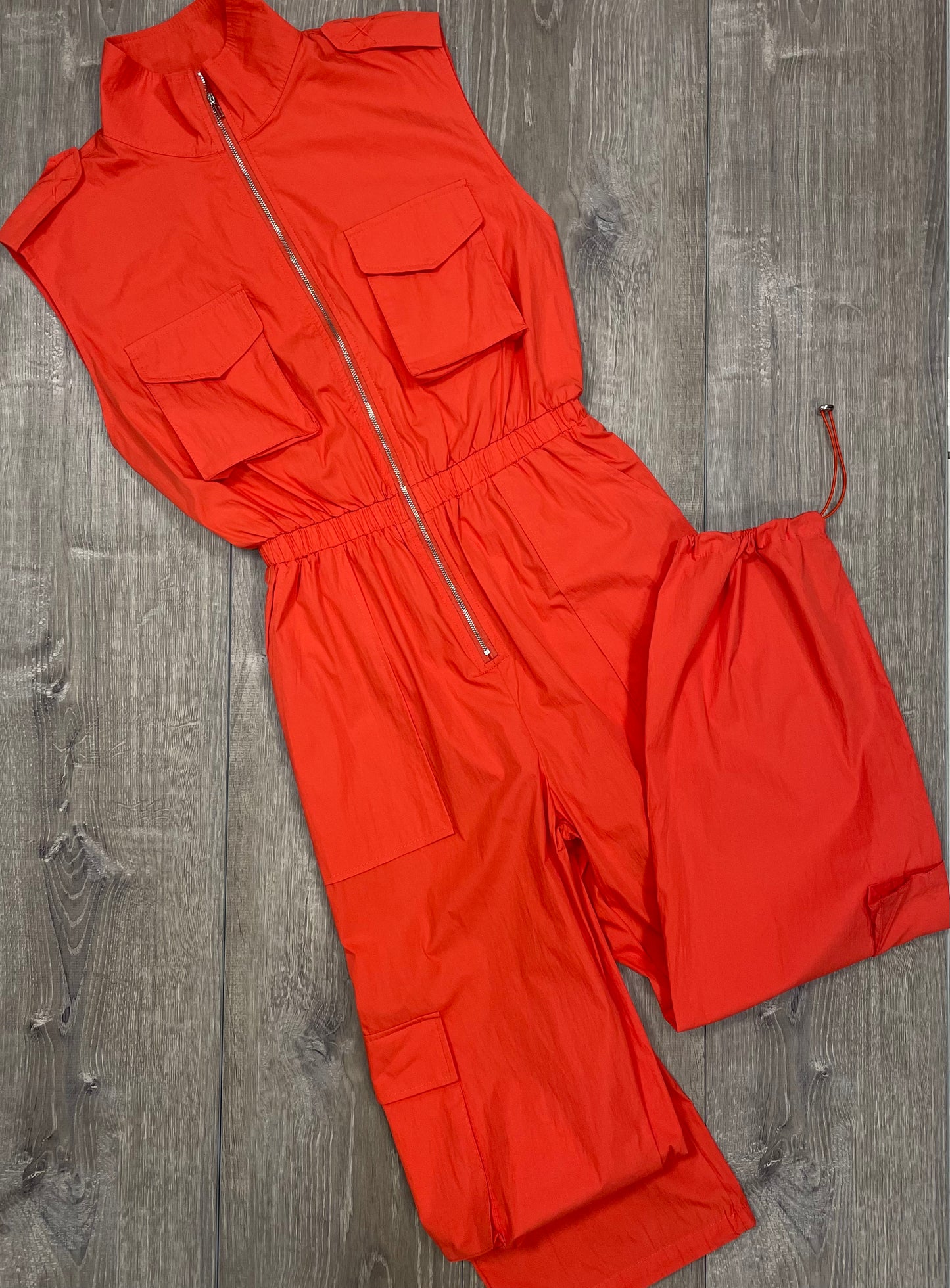 High Neck Cargo Jumpsuit