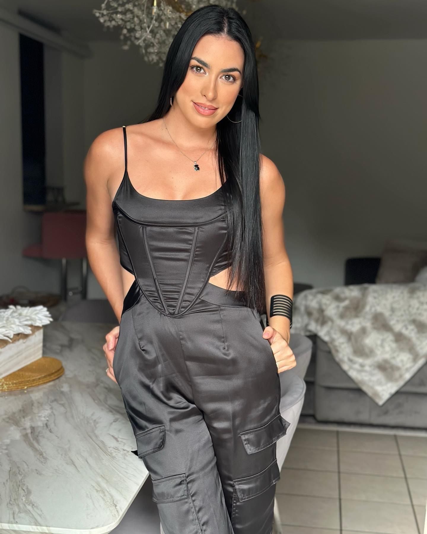 Satin Corset Cargo Jumpsuit