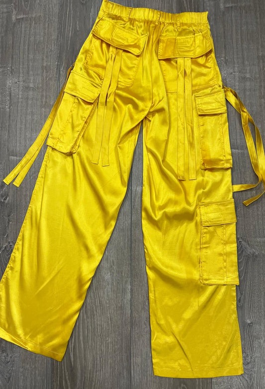 Satin Cargo Pants