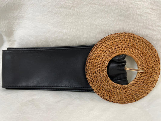 Bamboo Round Buckle Leather Belt