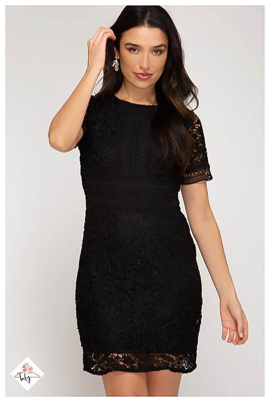 Short Sleeve Crochet Lace Dress