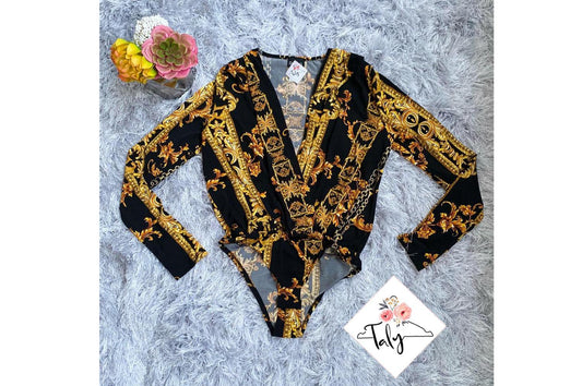 Gold print bodysuit