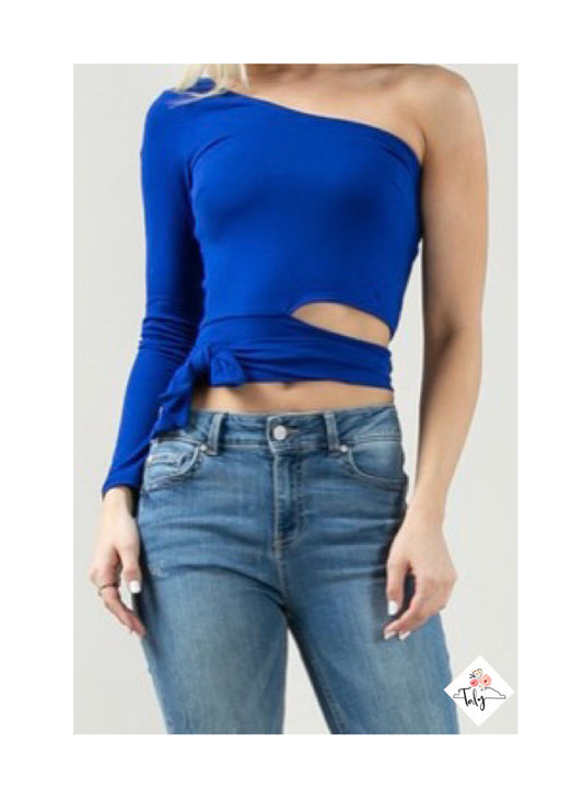 One Shoulder Top with Tie Waist Side
