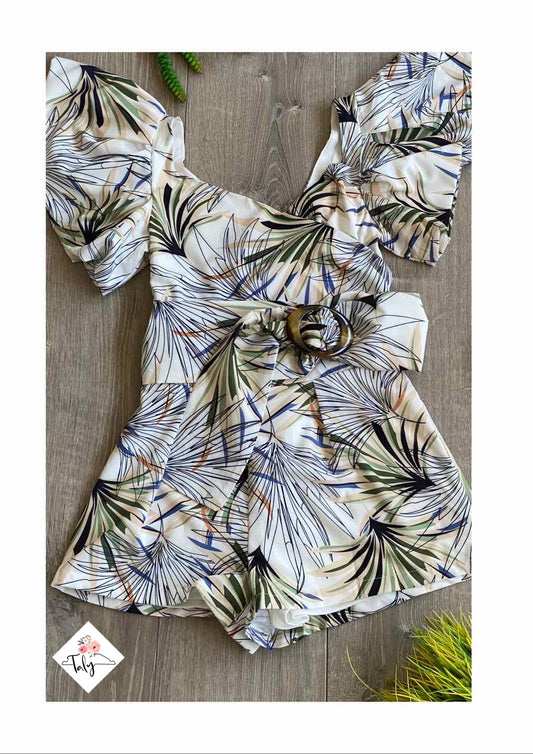 Romper Printed Leaves