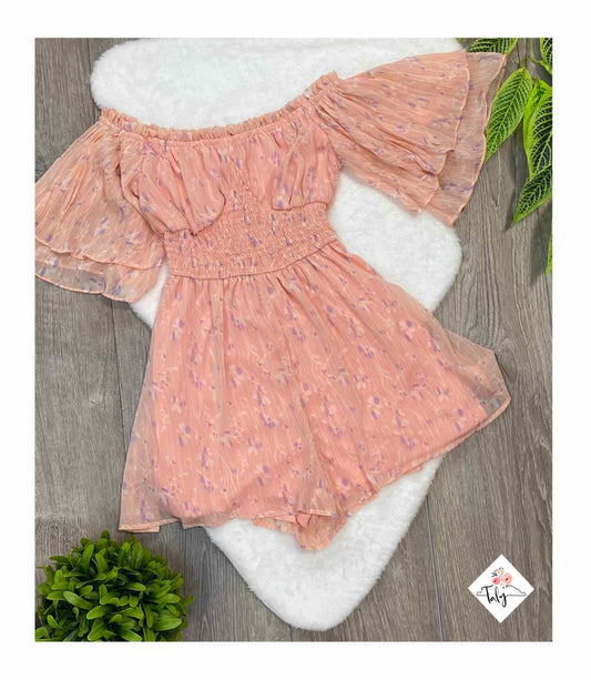Romper Off Shoulder with Ruffle Finishes