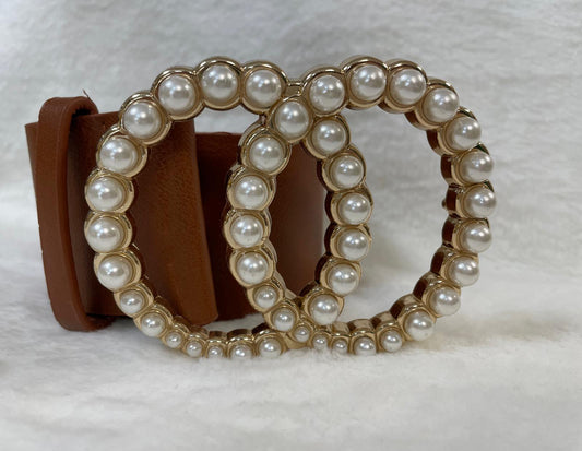 Circle Pearl Buckle Belt