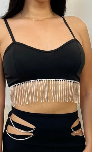 Rhinestone Tassel Top